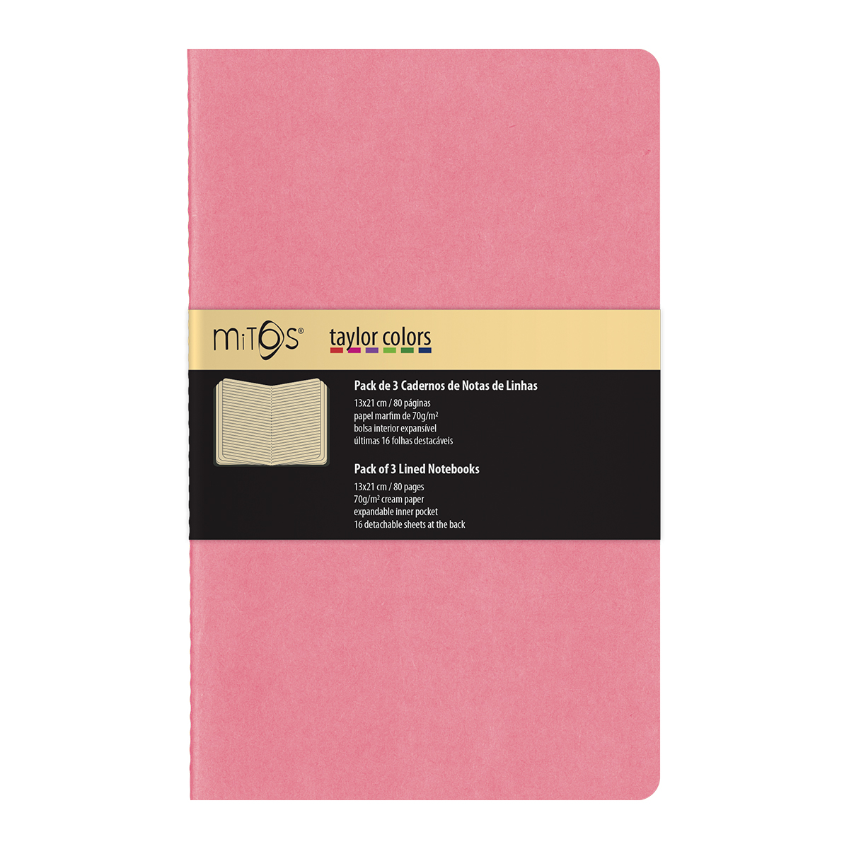 MITOS® TAYLOR-Pack3 Cadernos Notas Linhas(13x21cm)80pag